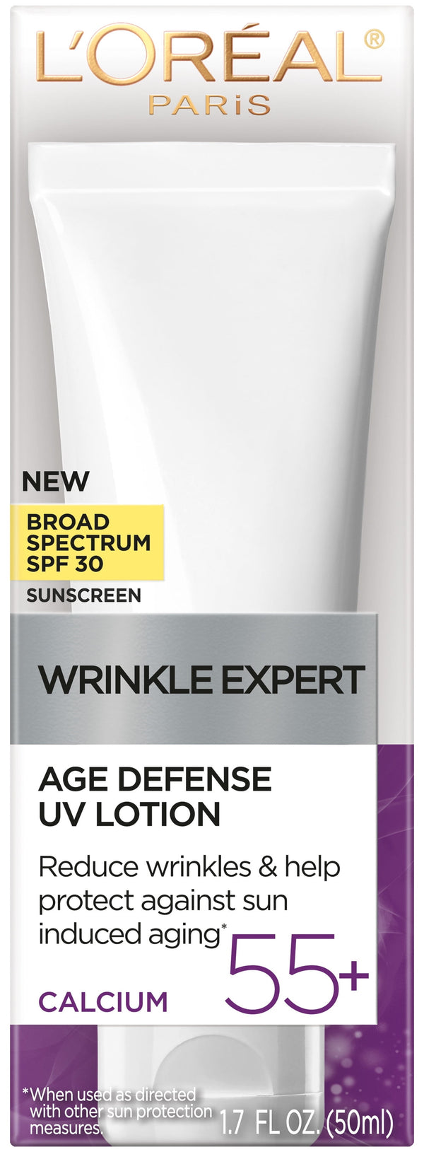 L'Oreal Paris Wrinkle Expert 55+ Age Defense Lotion SPF, Reduces Wrinkles, 1.7 fl oz