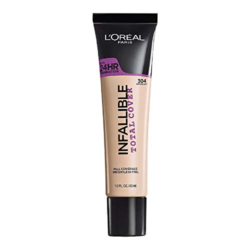 L'Oreal Paris Infallible Total Cover Foundation, 304 Natural Buff, 1 fl. oz.
