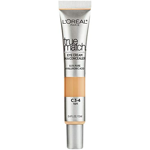 L’Oréal Paris True Match Eye Cream in a Concealer, 0.5% hyaluronic acid, Light C3-4, 0.4 fl. oz.