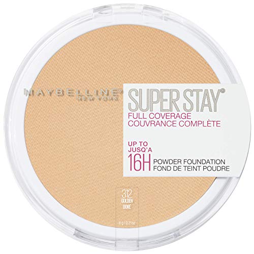 Maybelline New York Super Stay Full Coverage Powder Foundation Makeup, 312 Golden, 0.21 Oz