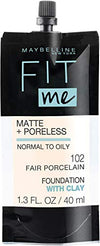 Maybelline New York Fit Me Matte + Poreless Liquid Foundation, Pouch Format, 102 Fair Porcelain, 1.3 Ounce