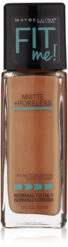 Maybelline Fit Me Matte + Poreless Liquid Oil-Free Foundation Makeup, Latte, 1 Count (Packaging May Vary)