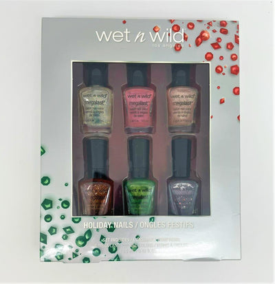 Wet N Wild Holiday Nails - Gift Set - 6 Count Mega Last Nail Colors - Net Wt. 0.45 FL OZ Each - One Gift Set