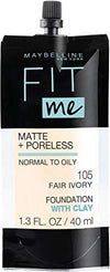 Maybelline New York Fit Me Matte + Poreless Liquid Foundation, Pouch Format, 105 Fair Ivory, 1.3 Ounce
